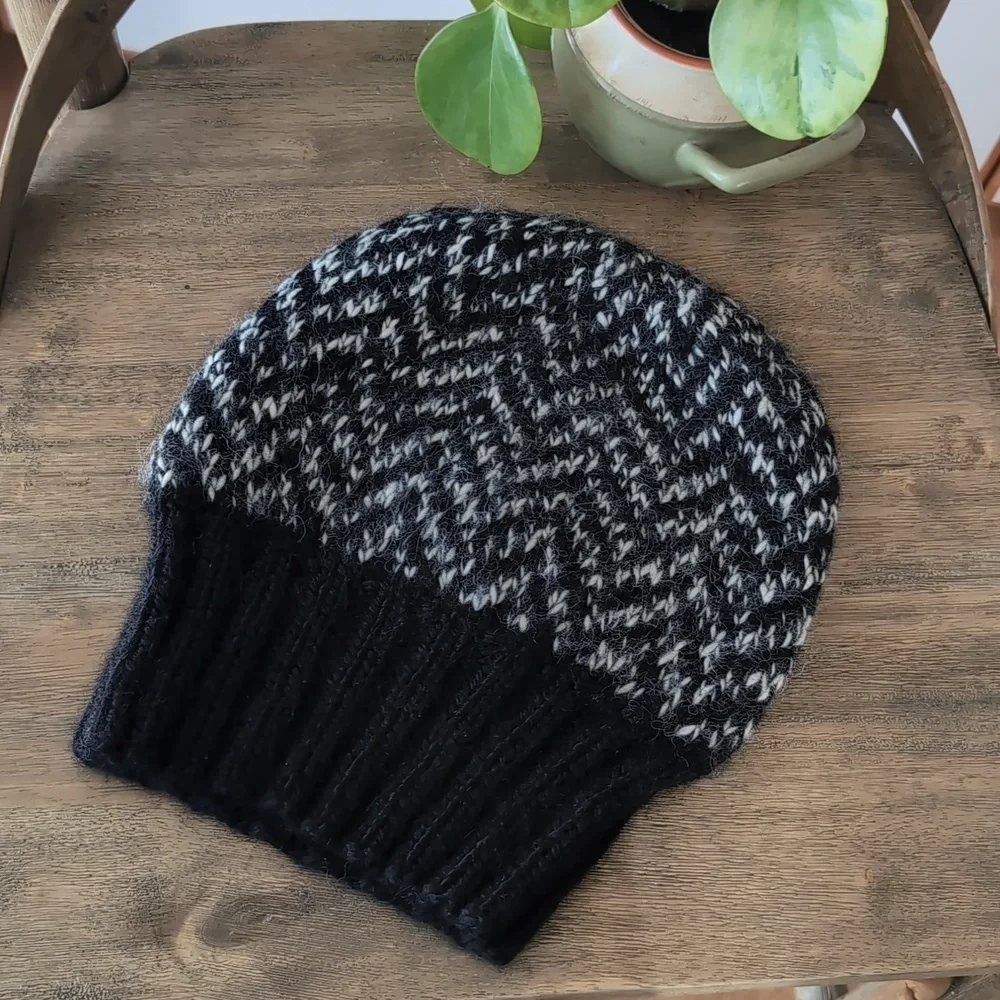 Eugenia Kim Chevron Cable Knit Slouch Beanie Alpaca Herringbone